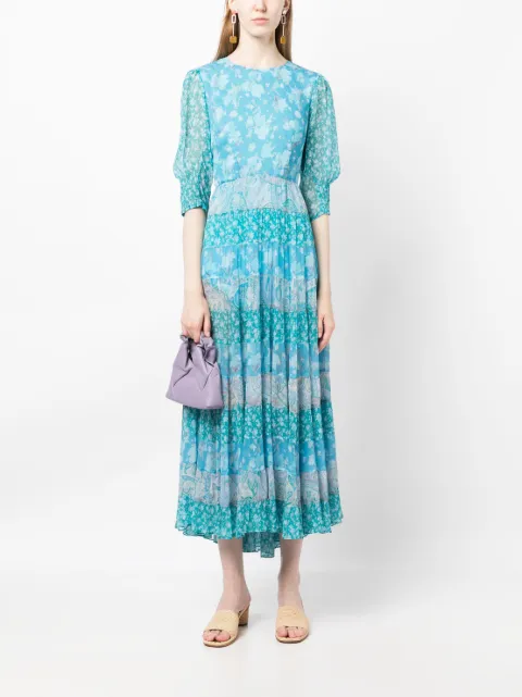Rixo Agyness mix-print tiered dress 0100032442302690008 - 1