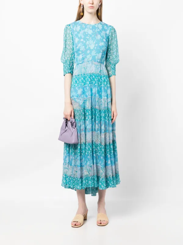 Rixo Agyness mix print Tiered Dress Farfetch