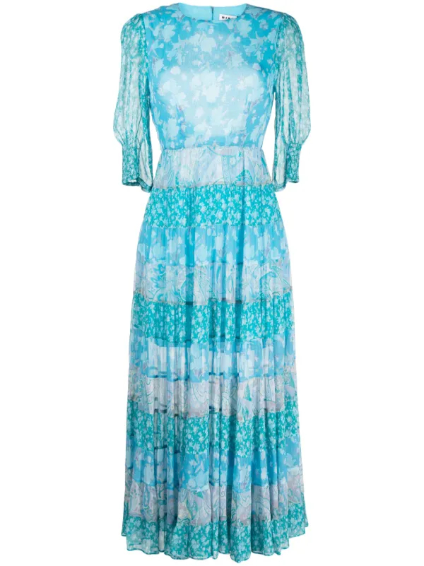 Rixo Agyness mix-print Tiered Dress | Blue | FARFETCH