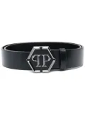 Philipp Plein logo-lettering leather belt - Black
