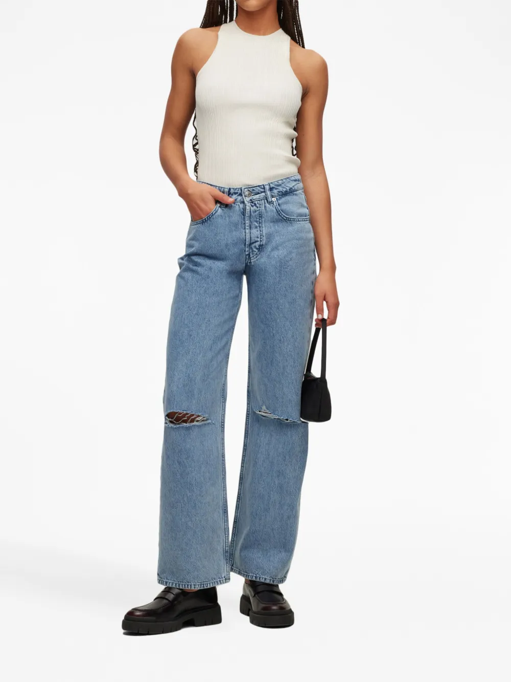 HUGO Calça jeans destroyed com patch de logo | Calça jeans reta | Image 2