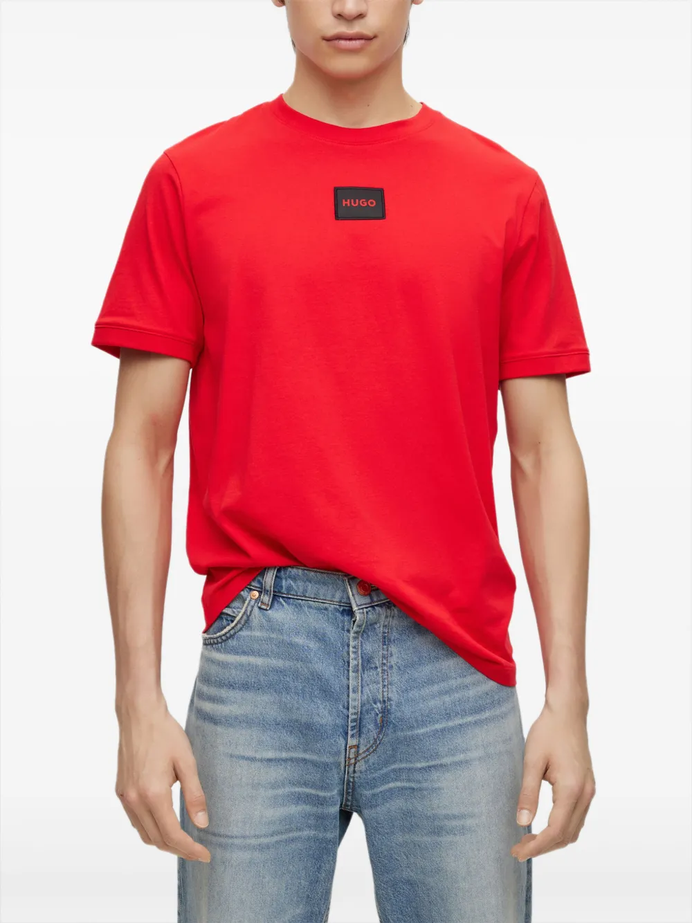 HUGO T-shirt met logopatch Rood