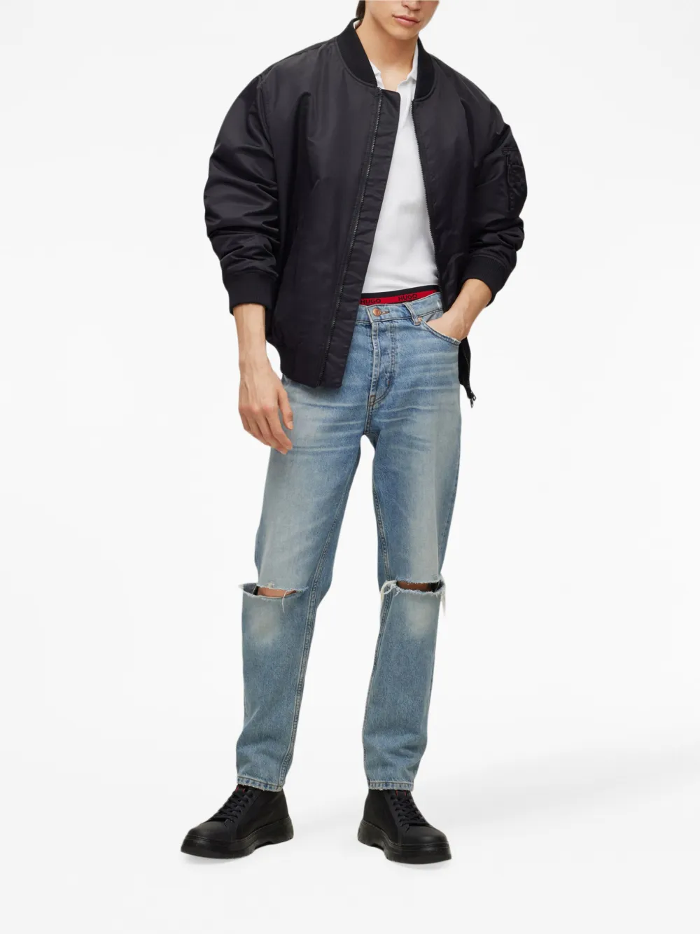 HUGO Camisa polo com fenda na gola | Image 2