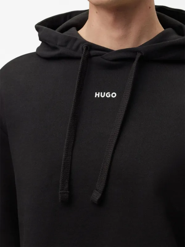 HUGO Dapo logo-print Drawstring Hoodie | Black | FARFETCH JO