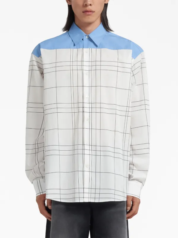 Marni colour block Checked Cotton Shirt Farfetch