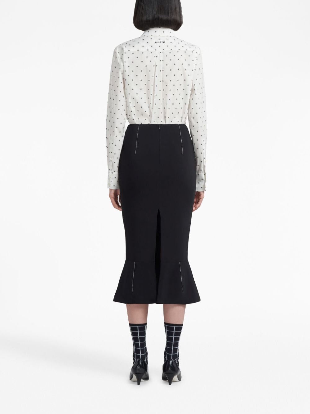 Marni flounce-hem pencil skirt Women