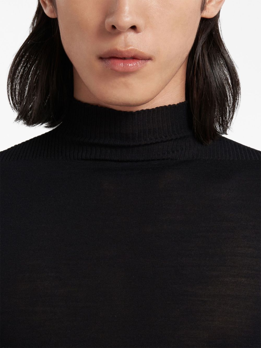 Shop Marni High-neck Wool Jumper In Black