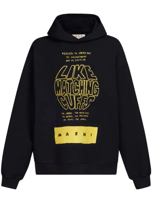 Hoodie en coton à slogan imprimé - Marni - Modalova