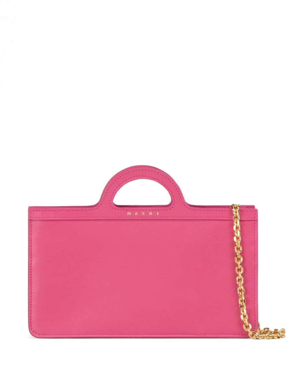 Marni Tropicalia Leather Wallet-on-chain In Pink