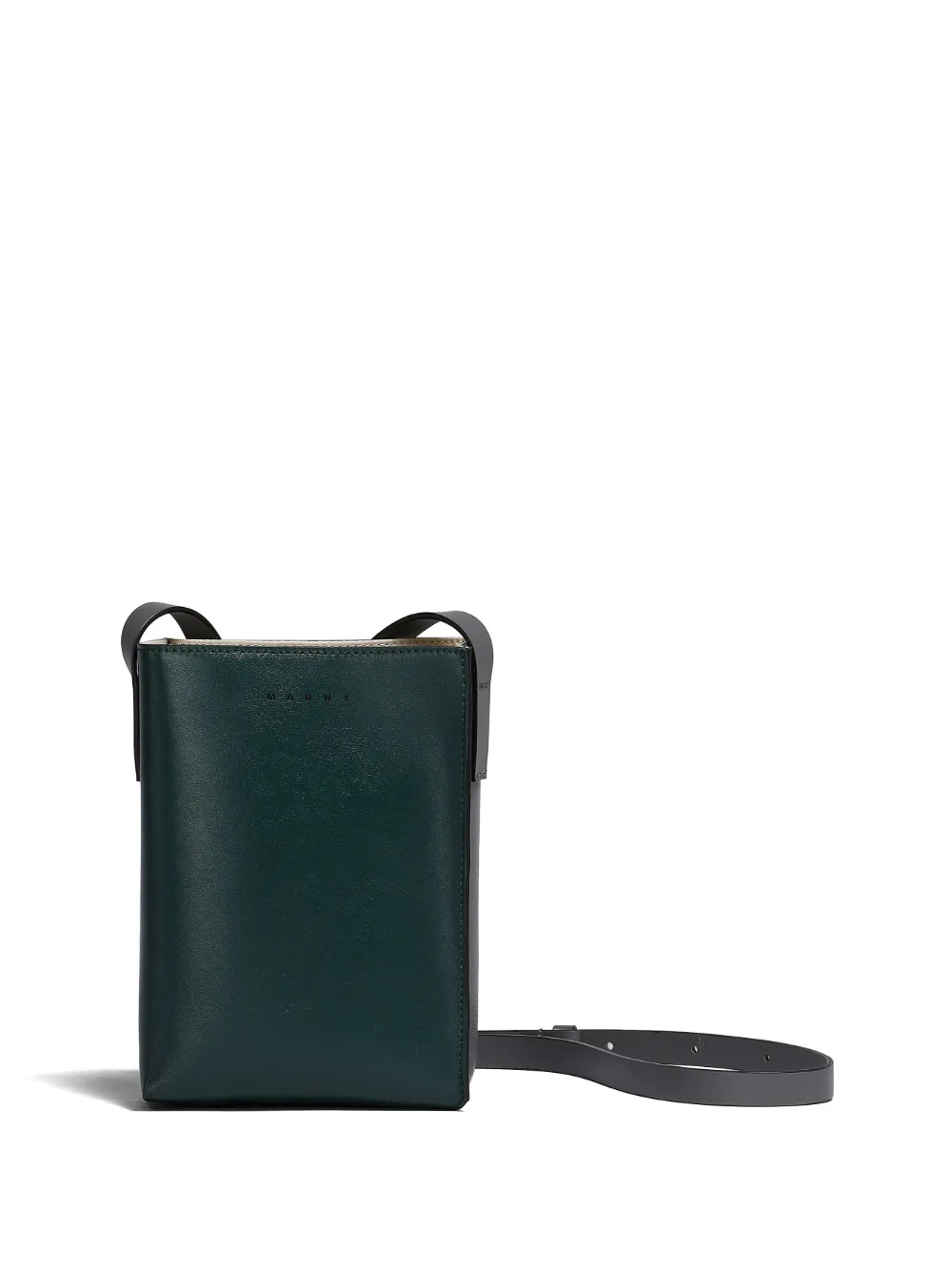 Marni Crossbody Embossed Logo Leather Bag in Black for Men