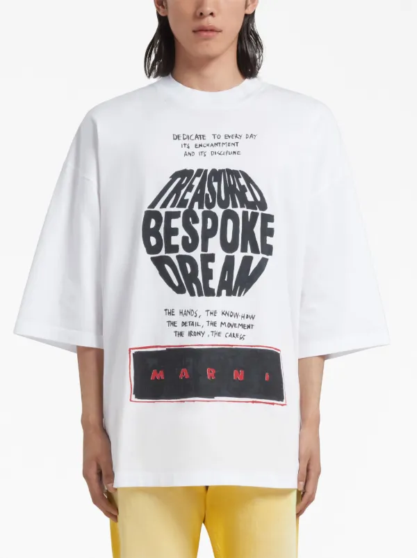 【MARNI】スローガンロゴプリントコットンTシャツ 白T White organic cotton T-shirt with logo | Marni