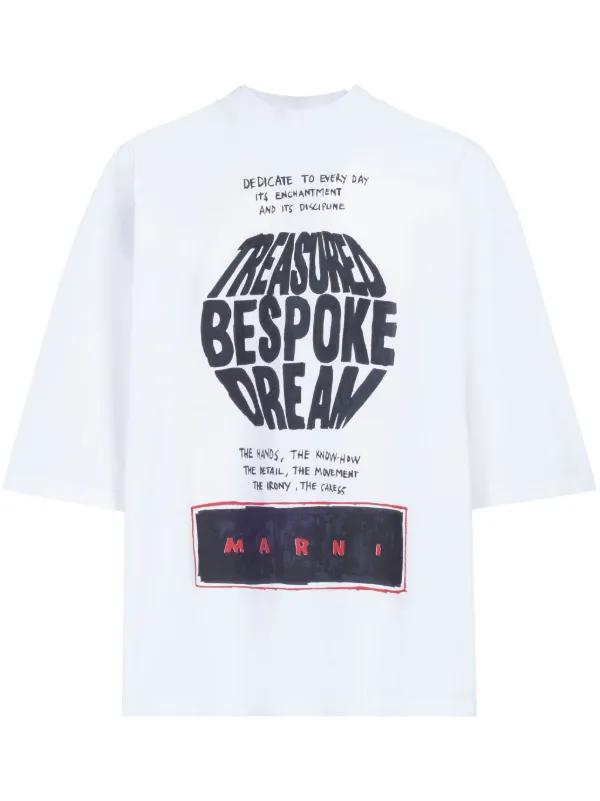 【MARNI】スローガンロゴプリントコットンTシャツ 白T Marni スローガン Tシャツ | ホワイト | FARFETCH JP