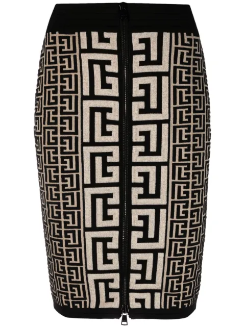 Balmain intarsia-knit midi skirt
