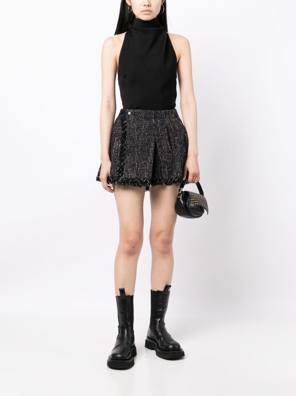 Image 2 of sacai high-waisted tweed shorts