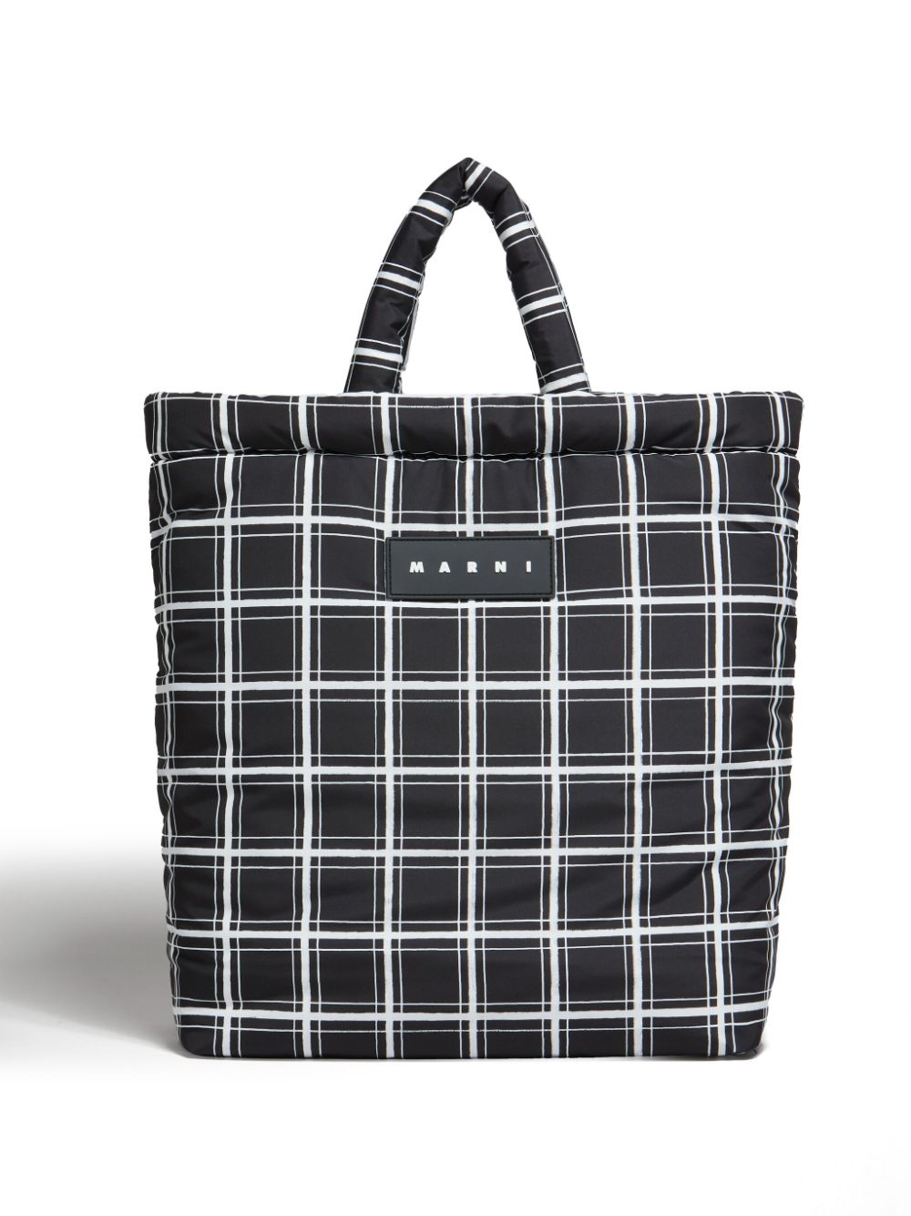 Marni Puff checked tote bag – Black