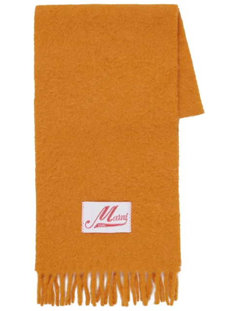 Marni logo-applique alpaca-blend scarf Women