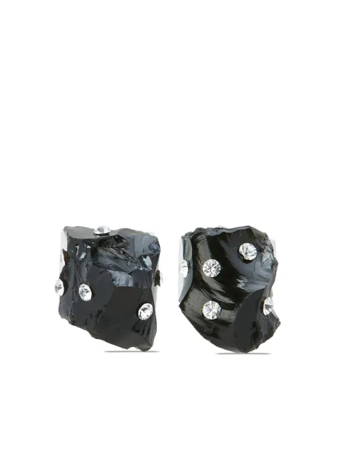 Marni crystal-embellished logo-print earrings
