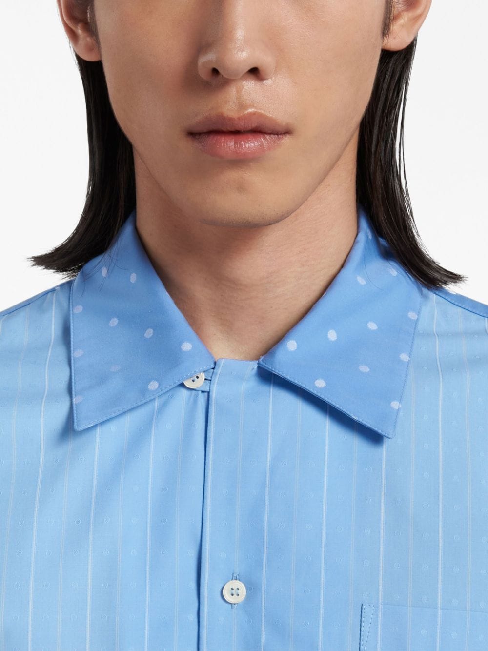 Shop Marni Pinstriped Bowling Shirt In Blue