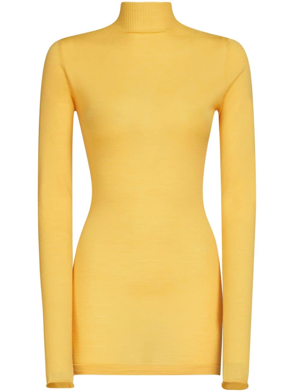 Shop Marni High-neck Ribbed Jumper In Yellow