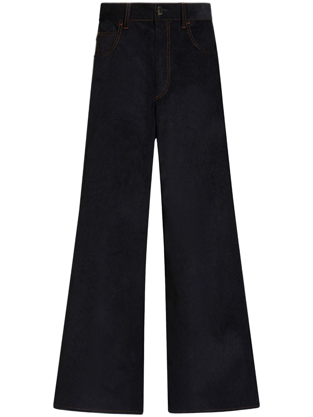 Marni Corduroy Flared Cotton Trousers In Blue