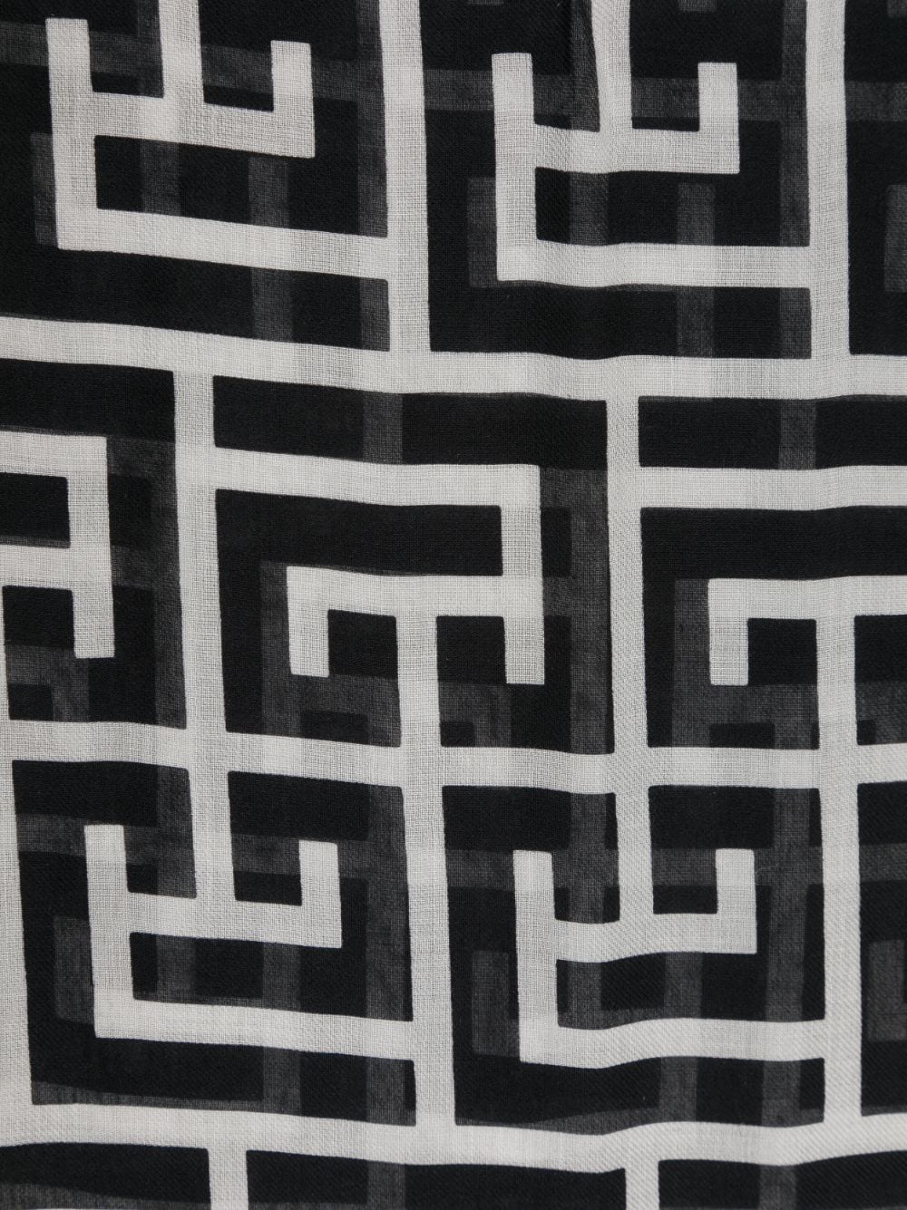 Balmain monogram-pattern modal scarf - Zwart