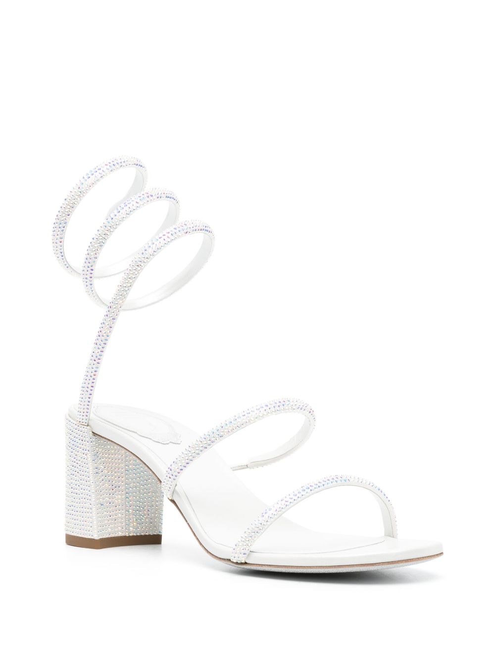 René Caovilla 73mm crystal-embellished wraparound sandals - Wit