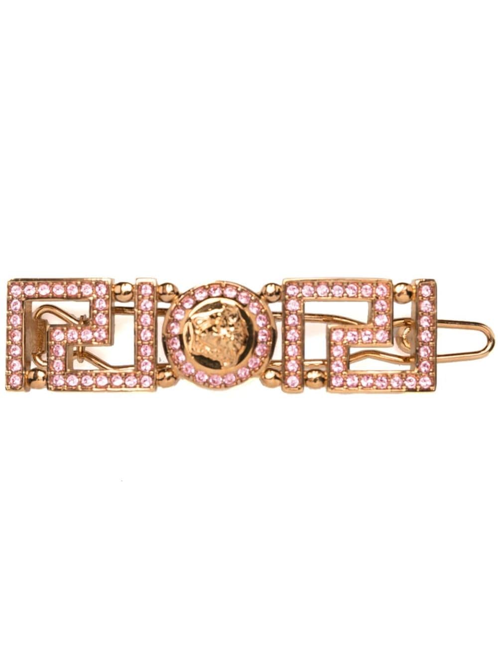 VERSACE GRECA MEDUSA RHINESTONE-EMBELLISHED HAIR CLIP