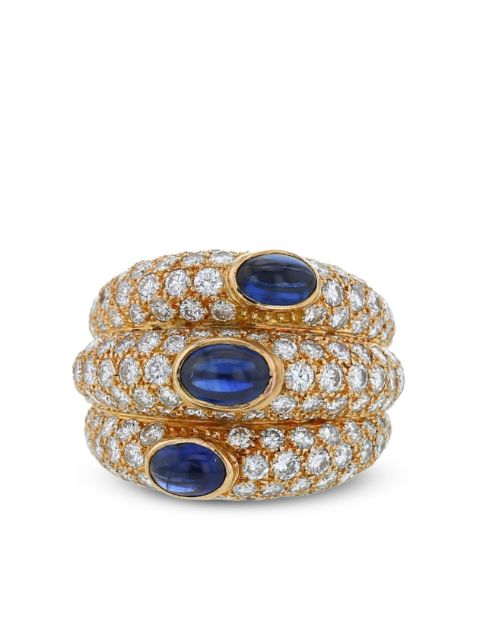 Cartier - 1980s pre-owned yellow gold diamond sapphire ring