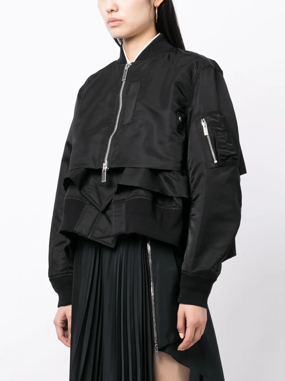 Sacai Layered zip-up Bomber Jacket - Farfetch