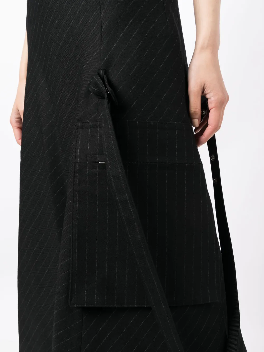 Sacai Pinstripe Wool Skirt In Black