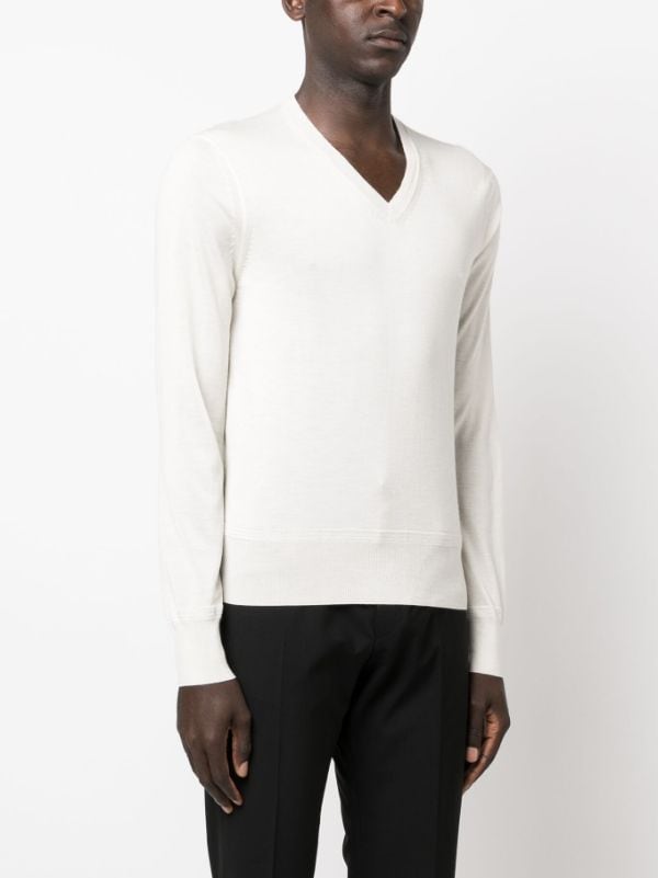 Tom Ford Ribbed Long Sleeve V-Neck Sweater