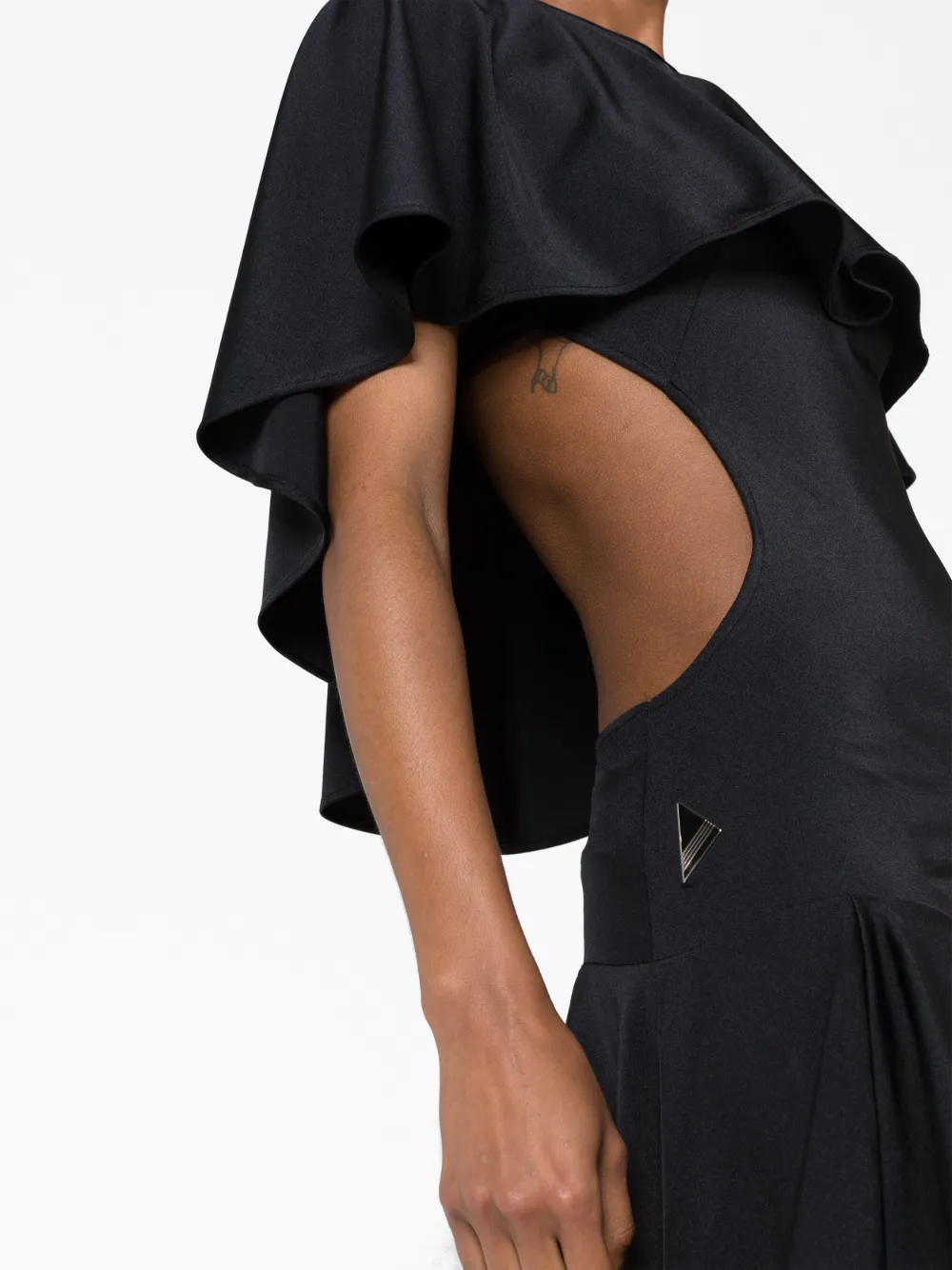 Shop Attico Airi Cape-effect Cut-out Minidress In Black