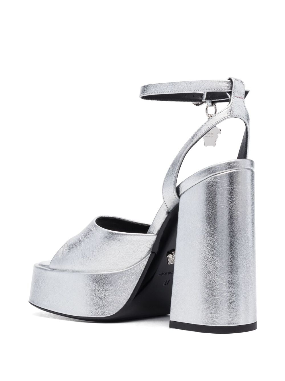 Shop Versace Medusa 130mm Platform Leather Sandals In Silver