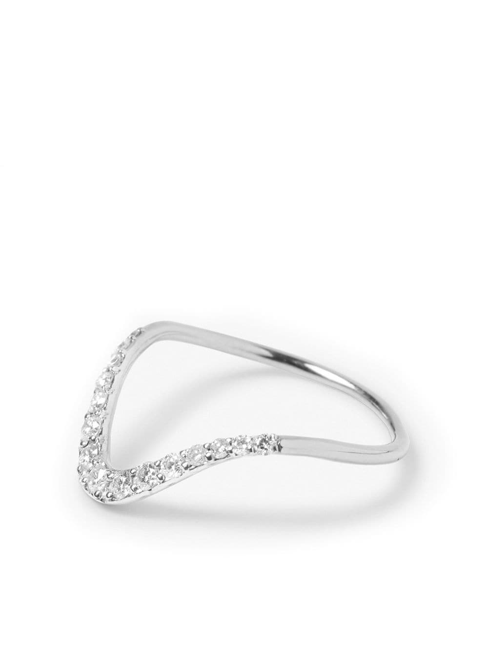 Shop The Alkemistry 18kt White Gold Large Wave Diamond Ring In Silver