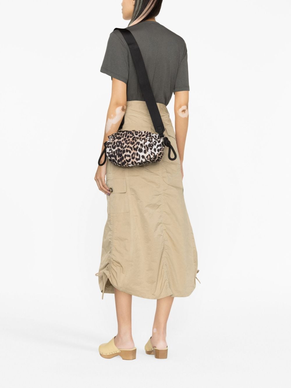 GANNI Quilted Duffle leopard-print shoulder bag - Beige