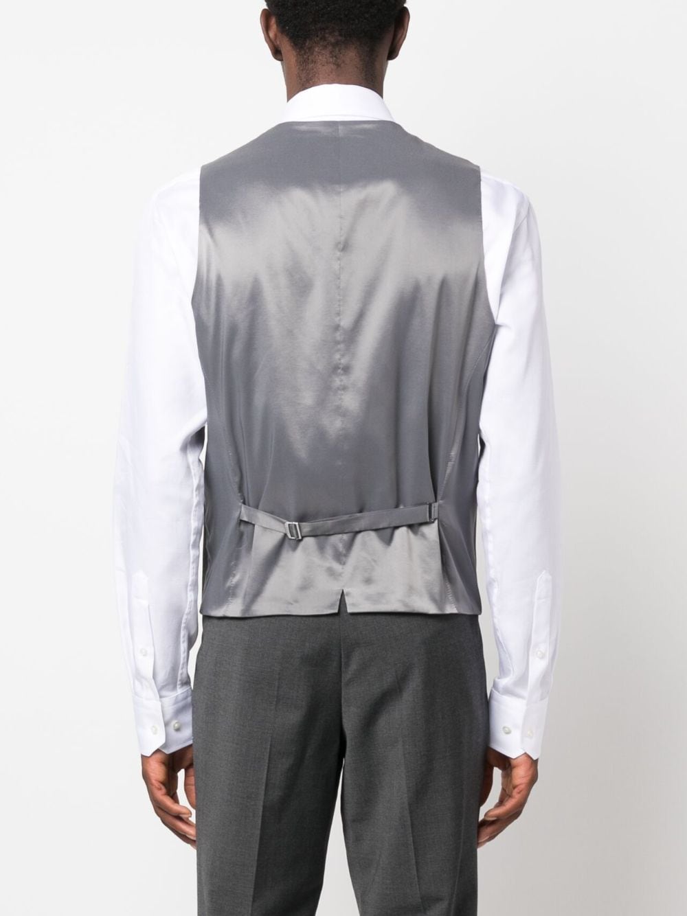 Shop Hugo Boss Single-breasted Buttoned Waistcoat In Grey