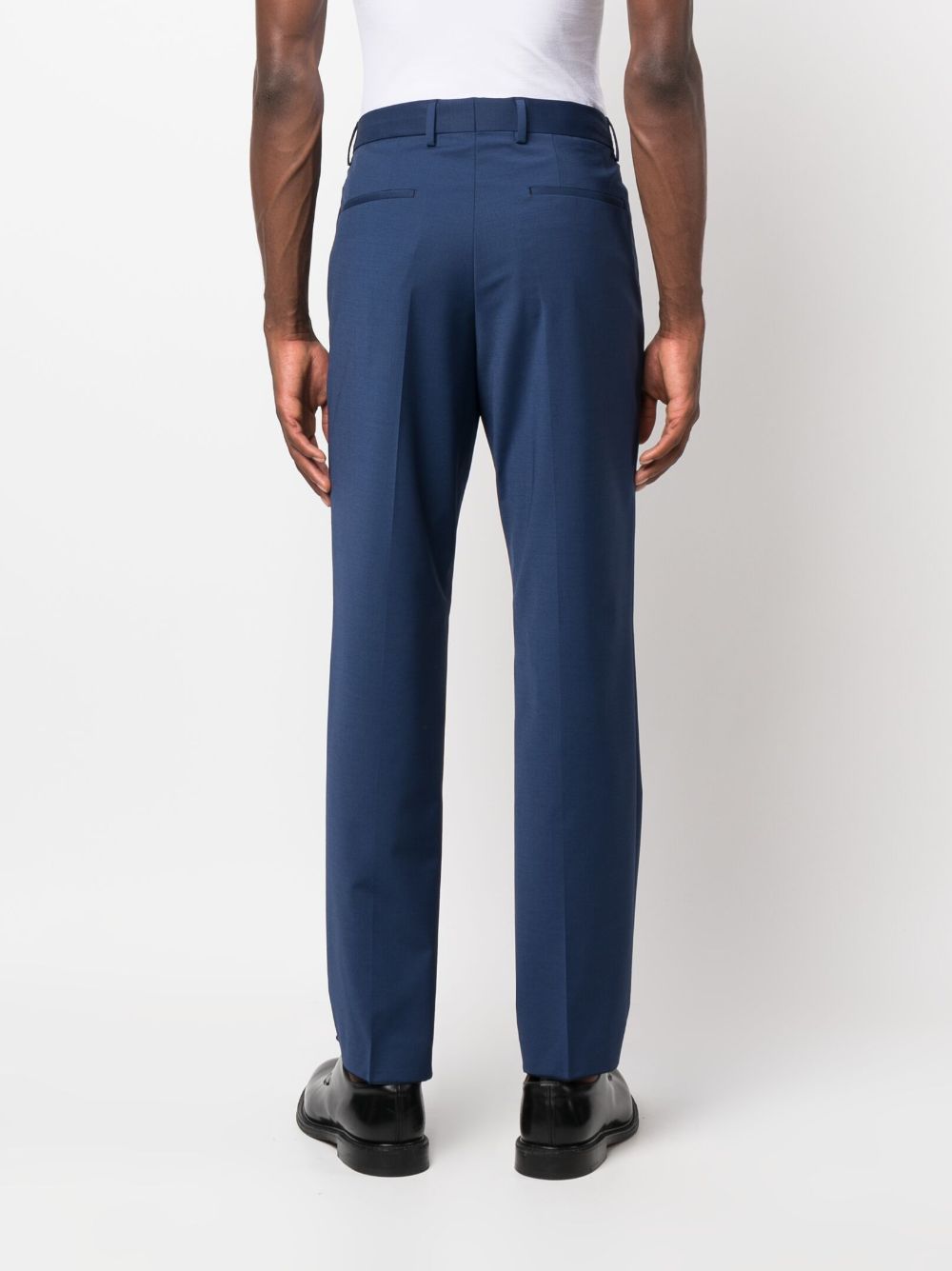 Shop Hugo Boss Low-rise Tailored Trousers In Blue