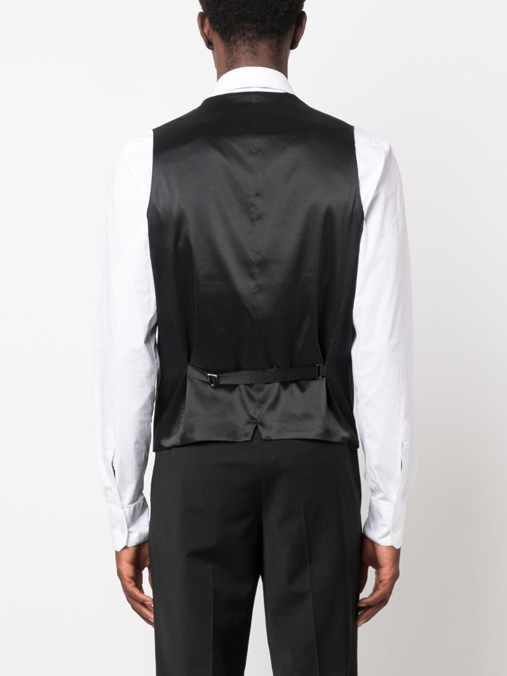 Shop Hugo Boss Adjustable Cotton-blend Waistcoat In Black