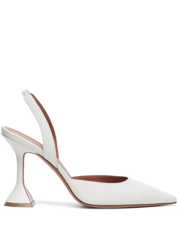 Amina Muaddi Holli Slingback Pumps in White