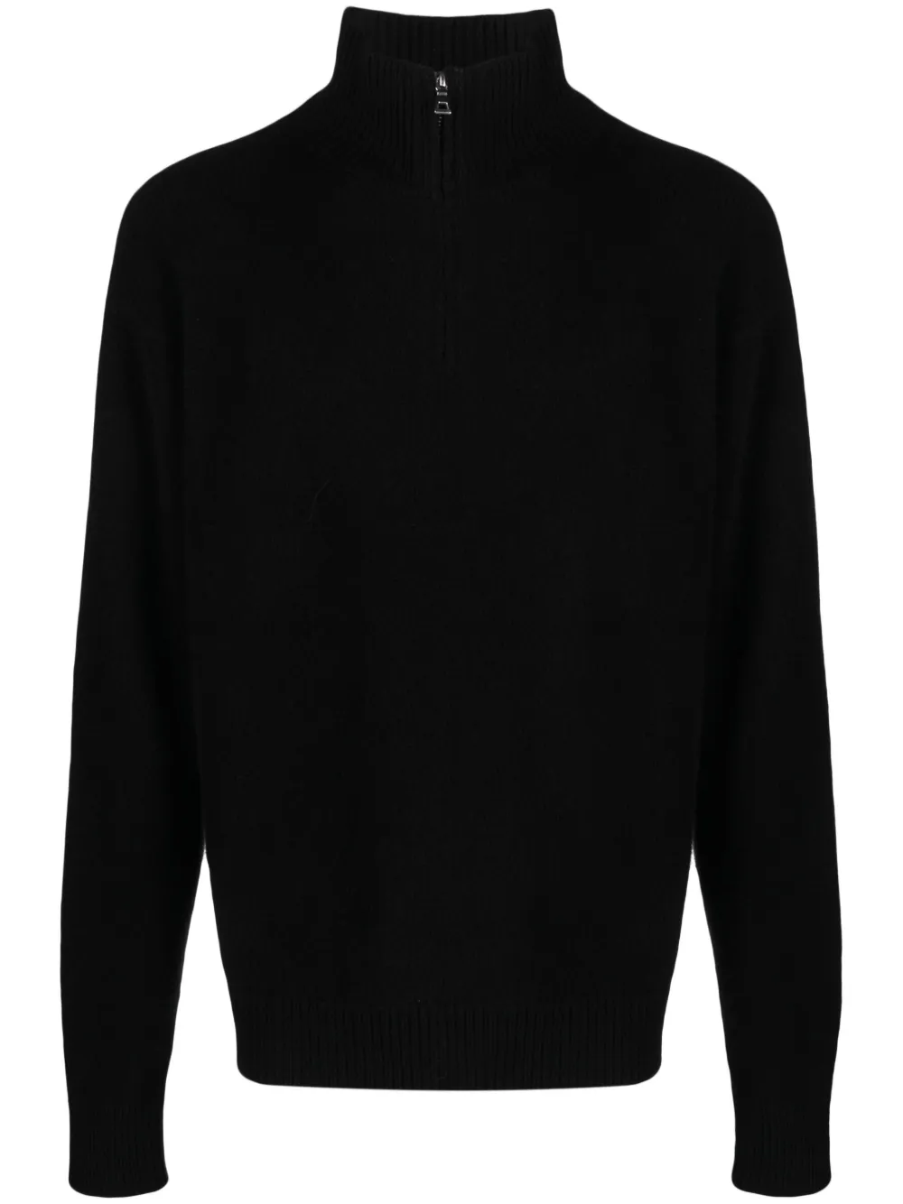 The Elder Statesman Half-zip Cashmere Jumper In Black