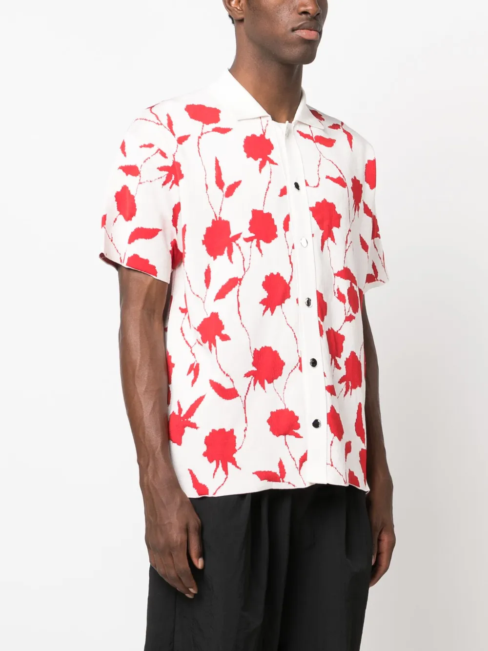 Jacquemus La Chemise Maille rose-jacquard Shirt | White