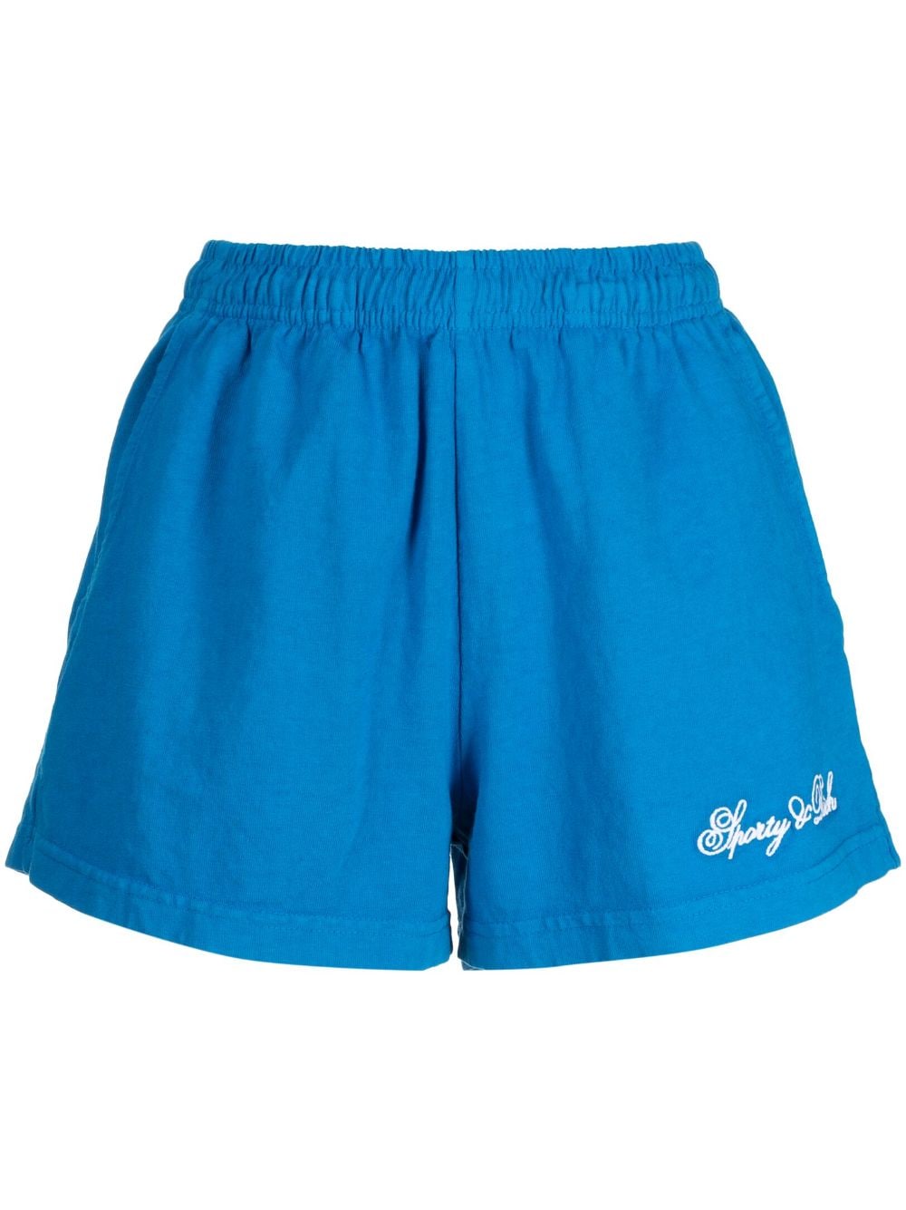 Sporty And Rich Logo-embroidered Mini Shorts In Blue