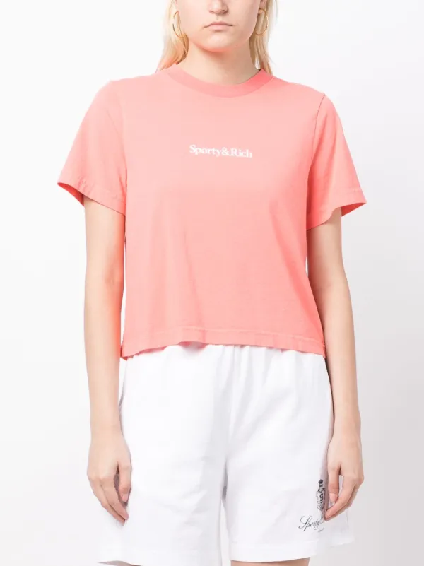 Sporty&Rich Tシャツ ロゴプリント 半袖 ピンク Sporty & Rich ロゴ Tシャツ | ピンク | FARFETCH JP