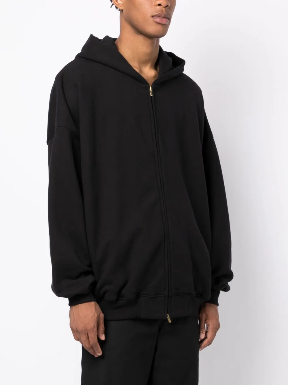 logo patch zip up hoodie