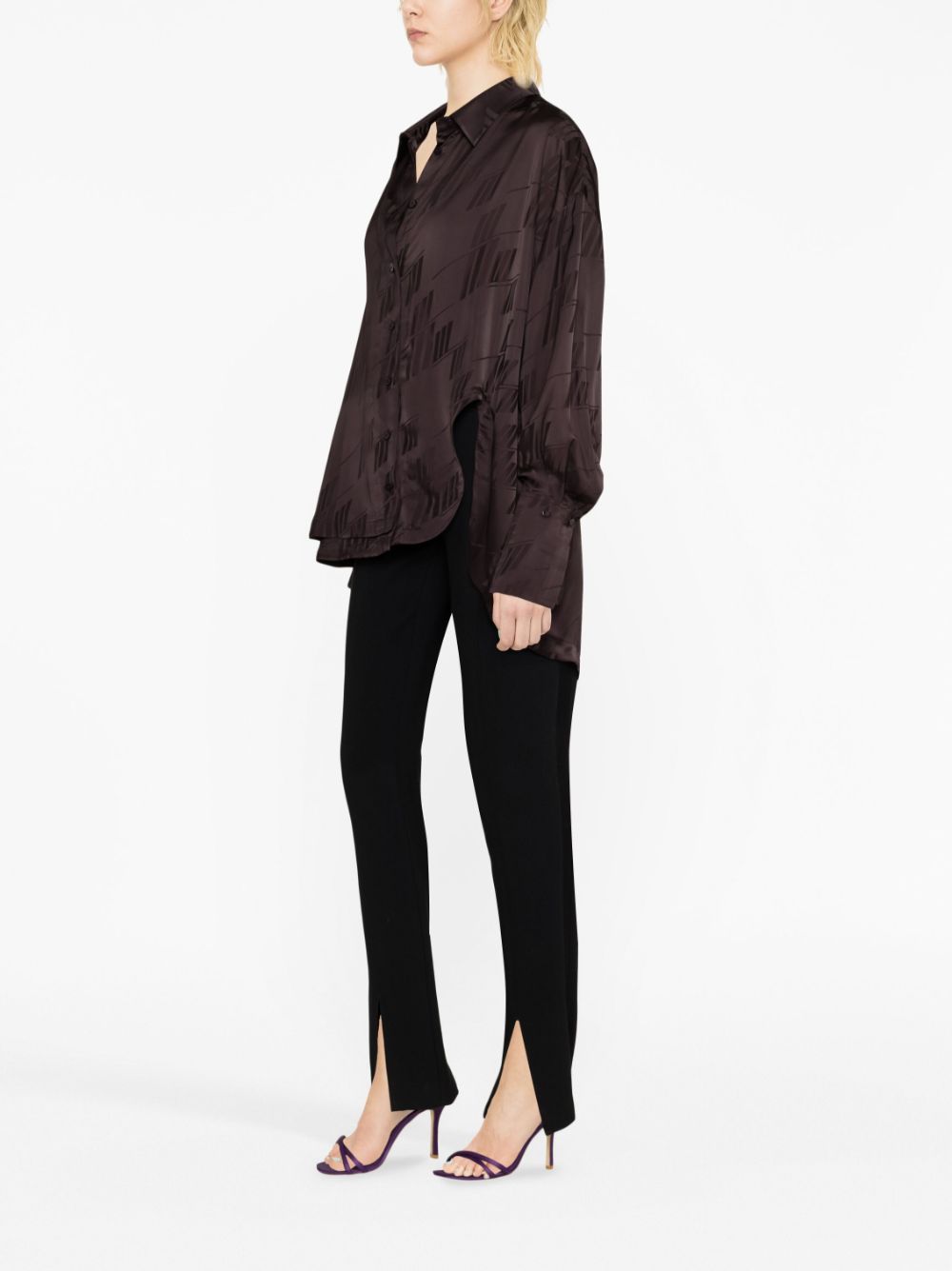 Shop Attico Diana Cut-out Asymmetric Shirt In Brown