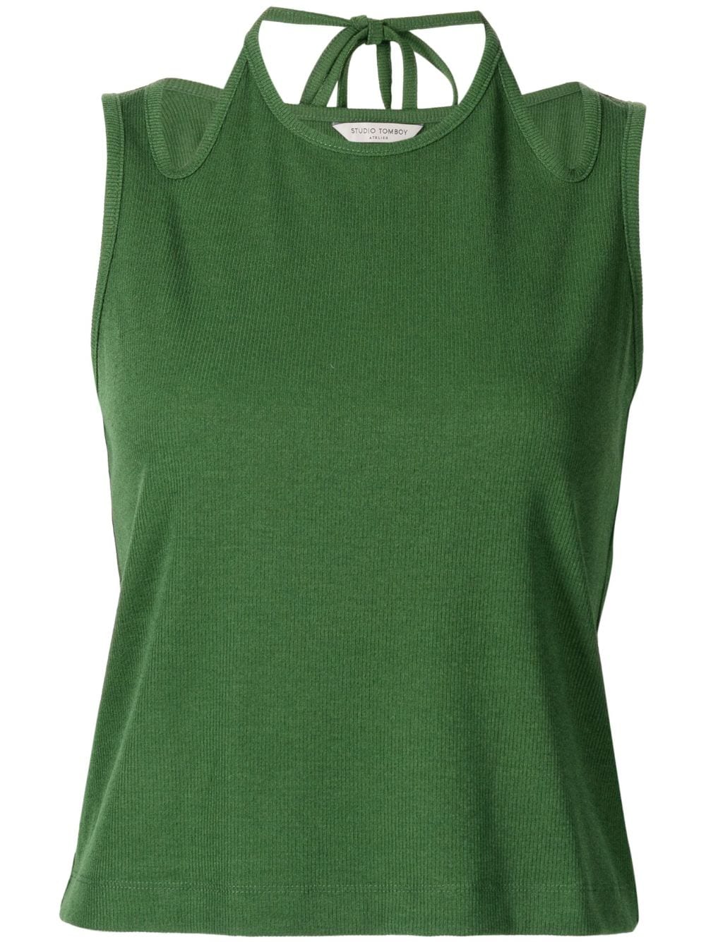 Studio Tomboy Ribbed-knit Sleeveless Top In Green