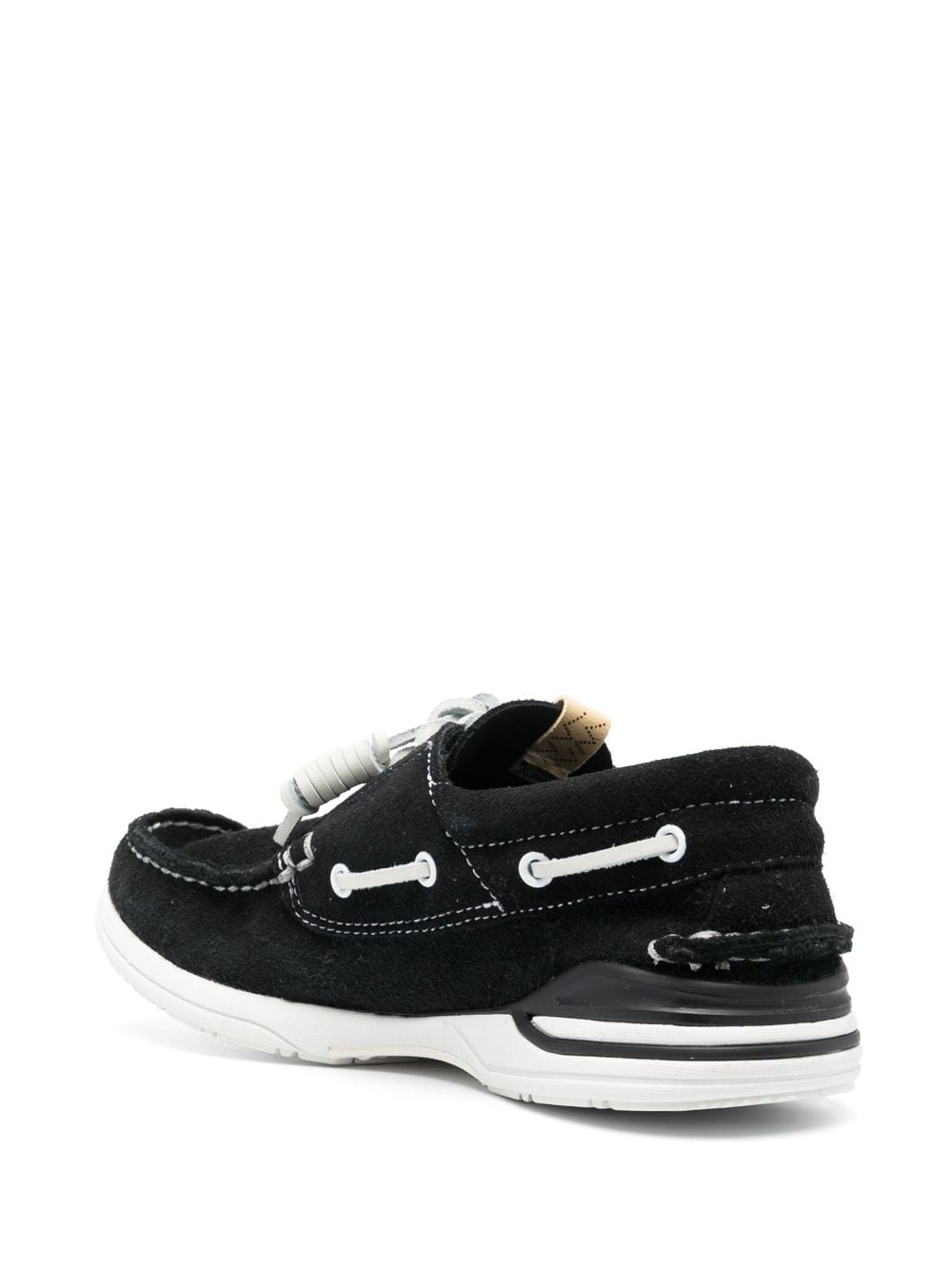 Shop Visvim Hockney Folk Suede Boat Shoes In Black