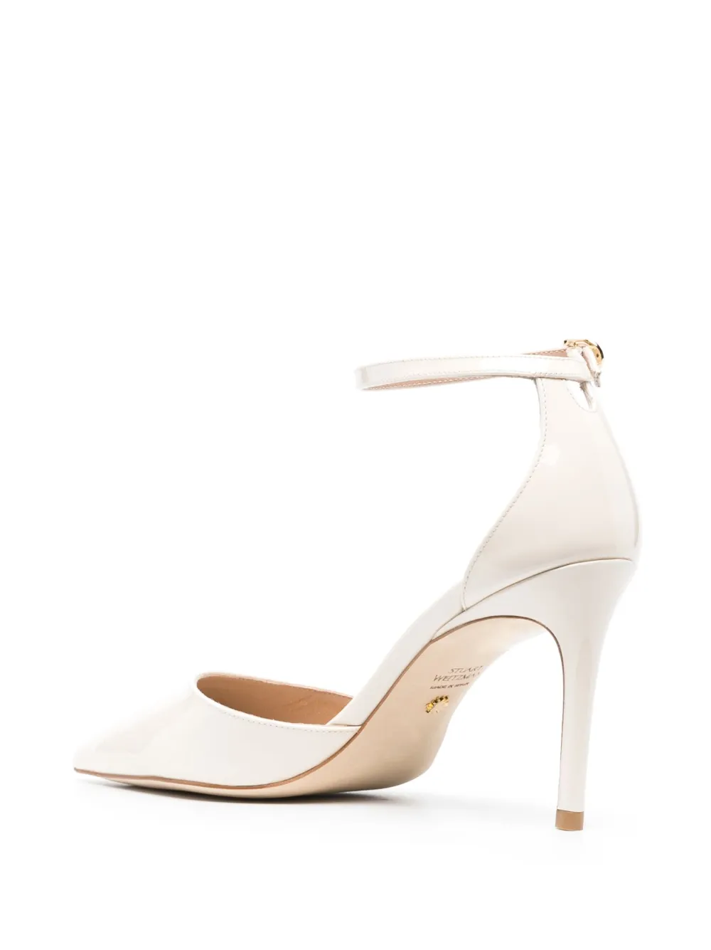 Shop Stuart Weitzman 97mm Pointed-toe Leather Pumps In Neutrals