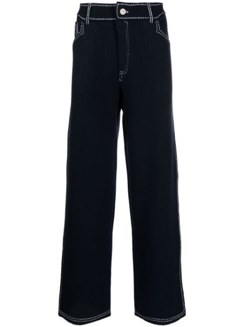 Barrie contrast-stitching denim-effect trousers