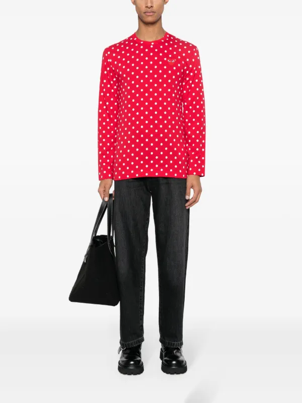 Comme Des Garçons Play polka-dot Cotton Sweatshirt - Farfetch